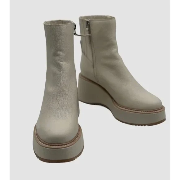 Dolce Vita Hilde Women’s Ankle Boots Ivory Leather Wedge Platform Size 9.5 NWOB - Picture 3 of 9